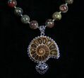Ammonite, Bloodstone - Necklace & Earring Set #5218-2